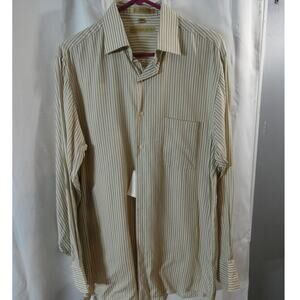 Geoffrey Beene Button Up Collared Shirt 15 32/33 Modal Rayon Striped NWT